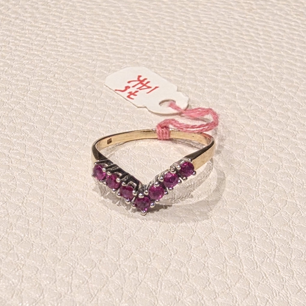 14k Two Tone Real Gold Ruby Ring - image 4